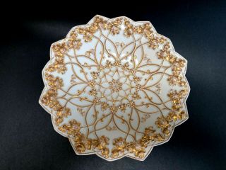 Antique Meissen china gilt rococo centerpiece shallow 11.  5 