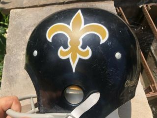 Vtg 1960s Orleans Saints Rawlings Football Helmet HNFL Medium Rare NFL 5