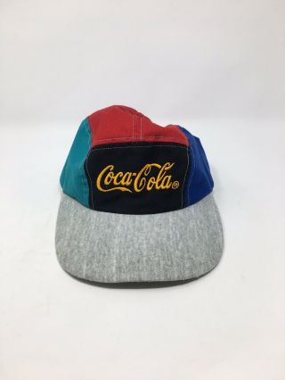 Vintage 90’s Coca Cola Colorblock 5 Panel Long Bill Hat