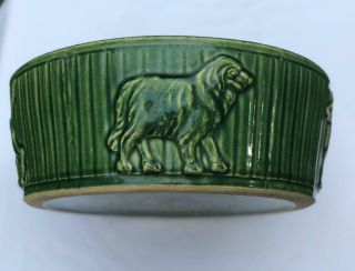 Vintage Robinson Ransbottom Pottery Roseville O Dog Bowl Green Feeder Xlarge