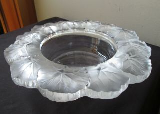 Vintage Old Signed Lalique France French Art Glass Frosted Art Deco Glass Bowl