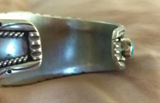 VINTAGE 1950s NAVAJO ? INDIAN 16 STONE TURQUOISE STERLING SILVER CUFF BRACELET 5
