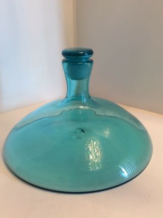 Rare Vintage Blenko Aqua Glass Ships Decanter Bottle