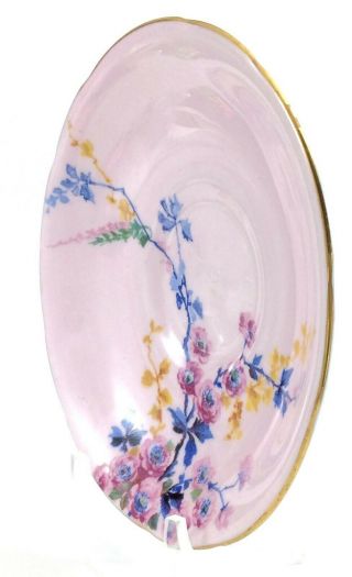 1940s Vintage Paragon Double Warrant Pink Blue Flowers Tea Cup Saucer China K239 3