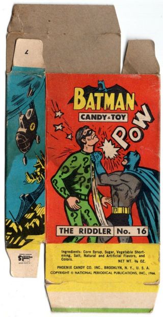 1966 Batman Phoenix Candy Toy Box 15 - 16 The Riddler Vintage Dc Comics