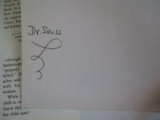 Dr.  Seuss Autograph Hand Ink Signed Book You 