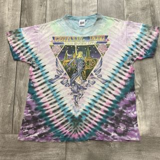 Rare Vintage 1990 Grateful Dead York City Tie Dye Graphic Shirt Sz Large Usa