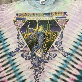 RARE Vintage 1990 Grateful Dead York City Tie Dye Graphic Shirt Sz Large USA 3