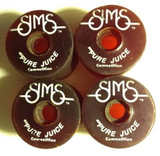 Vintage 1970s Sims Pure Juice Competition Skateboard Wheels Clear Red Great Cond