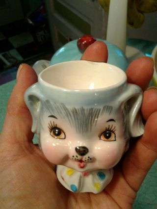 Vintage Anthropomorphic Miss Priss PUPPY PAL Lefton ESD Canada Egg Cup 4