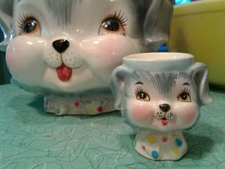 Vintage Anthropomorphic Miss Priss PUPPY PAL Lefton ESD Canada Egg Cup 8