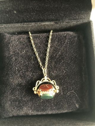 Vintage 3 Stone Swivel Pendant With Necklace