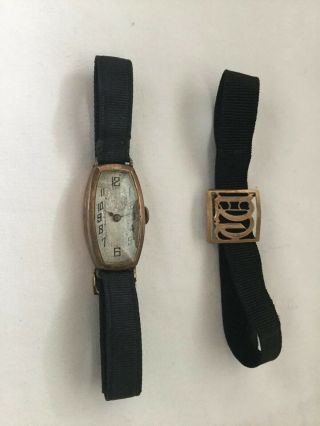 Vintage Art Deco Ladies 9ct Gold Wristwatch With A Spare Gold Strap