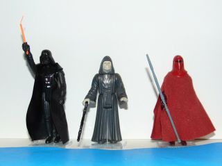 3 Vintage Star Wars Action Figures,  Vader,  Emperor,  Royal Guard,  100 Complete
