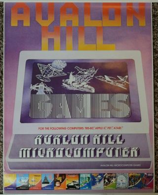 Vintage Avalon Hill Microcomputer Games Advertising Poster Trs - 80 Apple Ii Pet