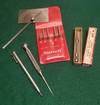 Vintage Starrett No.  18aa Auto Center Punch No.  117 Punches No.  70 Scriber & More