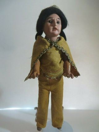 Rare Antique 18 " German Bisque All Am Indian Brave Character Doll