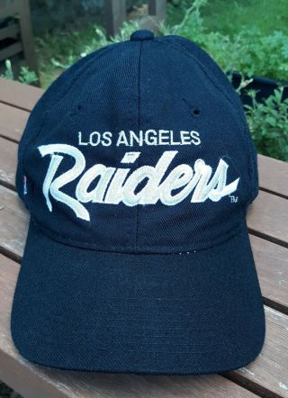 Vintage Los Angeles Raiders Sports Specialties Script Black Snapback Hat Nwa