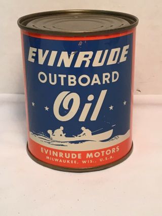 Vintage Rare 1940s Evinrude Outboard Motor Oil Can 1 Pint (authentic)