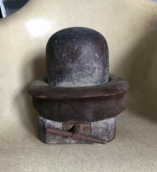 Antique Millinery Wood Hat Block Mold Brim Form Vgc Vintage