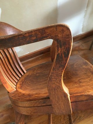 Antique Oak Jury Bankers Chair 3