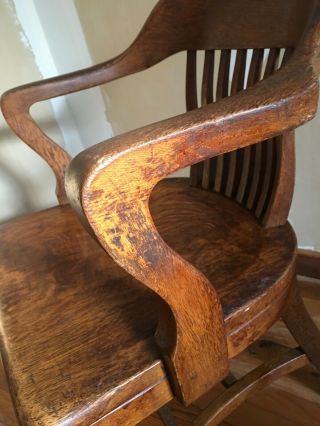 Antique Oak Jury Bankers Chair 9