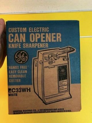 Vintage Ge General Electric Automatic Can Opener Ec32wh White Never Opened
