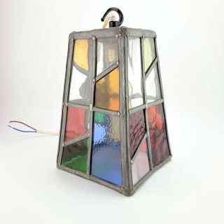 Vintage Stained Glass Leaded Light Fitting Lantern Wynyates Ware Porch Hall