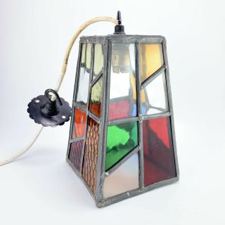 Vintage Stained Glass Leaded Light Fitting Lantern Wynyates Ware Porch Hall 2