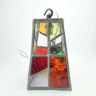 Vintage Stained Glass Leaded Light Fitting Lantern Wynyates Ware Porch Hall 7