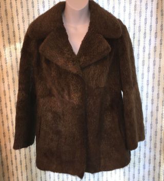 Rare Vintage Halston Beaver Fur Coat Jacket S - M Really Brown