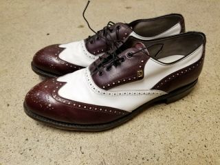 Footjoy Classics Golf Shoes 10.  5 Red White Wingtip Saddle Vintage
