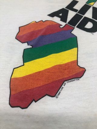 Live Aid 1985 Vintage Concert Graphic Tee Shirt Rainbow Guitar Women L 3