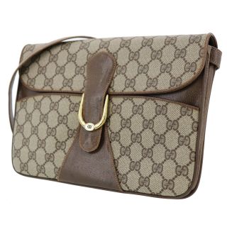Gucci Gg Supreme Canvas Shoulder Bag Brown Pvc Leather Vintage Auth Z706 W