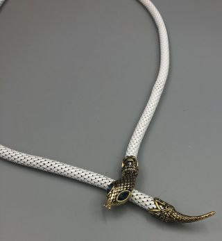 Vintage Whiting and Davis White Metal Mesh Snake Belt Necklace 2