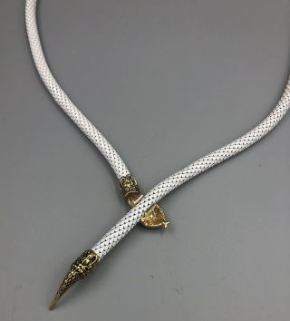 Vintage Whiting and Davis White Metal Mesh Snake Belt Necklace 3