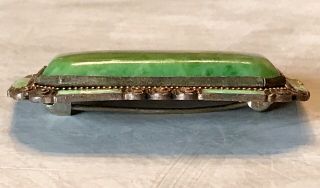 RARE Unique Antique Vintage Art Deco Jadeite Jade Enamel Filigree Brooch Pin 2