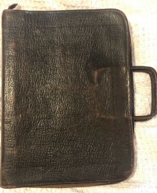 Vintage Dopp Craft Top Grain Cowhide Leather Briefcase 3 - Ring Zippered Binder