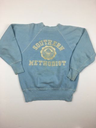 Vintage Vtg 50s 60s Southern Methodist University Sweatshirt Sweater Sz M Ncaa