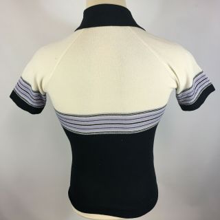 Vintage 50s 60s Atomic Retro Knit Surf Terry Polo Stripe Shirt Mid Century Mod M 4