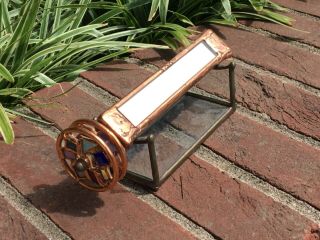 Vintage Kaleidoscope,  Copper,  Brass,  Beveled Glass With Stand - - Signed?