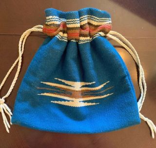 Vtg Ortega ' s Chimayo Mexico Hand Woven Wool Purse/Bag With Pull String 2