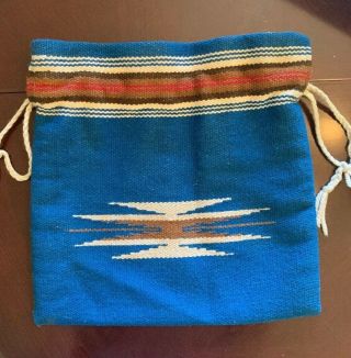 Vtg Ortega ' s Chimayo Mexico Hand Woven Wool Purse/Bag With Pull String 4