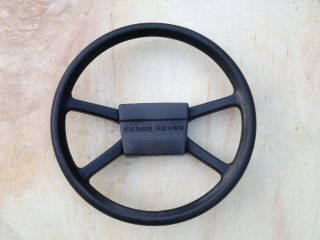 Rare,  Early Range Rover Classic Black Leather 4 Spoke Steering Wheel