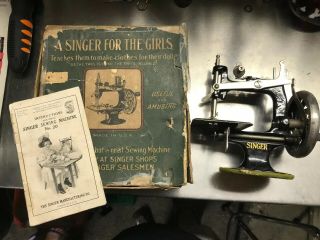 Vintage Singer For The Girls Childs Sewing Machine W/ Box & Papers