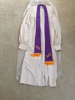 Vintage Murphy Robes Choir Robe Berean San Diego Size 38 See Tag Cream & Purple