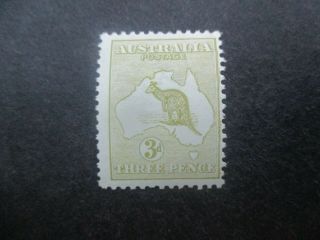 Kangaroo Stamps: 3d Olive 1st Watermark - Rare (c292)