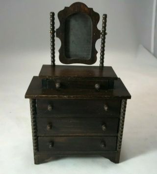Tynietoy Black Walnut Spool Dresser With Mirror