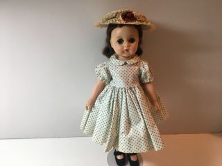 Vintage Madame Alexander Lissy Doll In 1240 Polka Dot Dress,  Hat And Panties