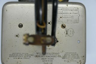 Antique Willcox & Gibbs Hand Crank Sewing Machine 1894 HAND CRANK MISSING 7